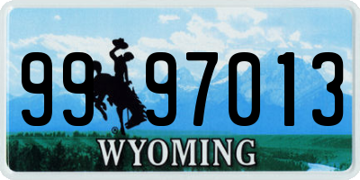 WY license plate 9997013