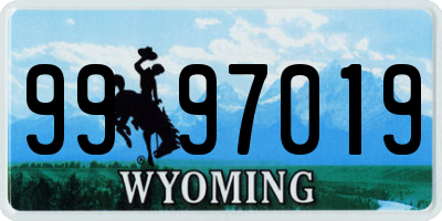 WY license plate 9997019