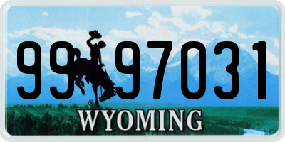 WY license plate 9997031