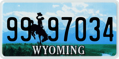 WY license plate 9997034