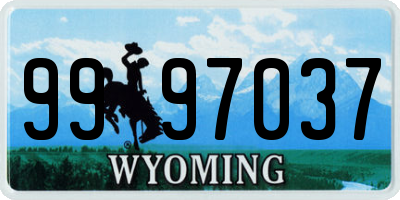 WY license plate 9997037