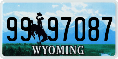 WY license plate 9997087