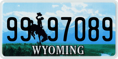 WY license plate 9997089