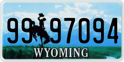 WY license plate 9997094