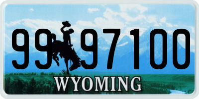 WY license plate 9997100