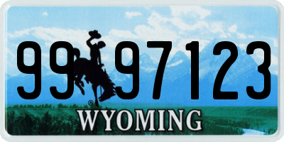WY license plate 9997123