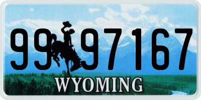 WY license plate 9997167