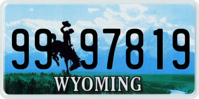 WY license plate 9997819