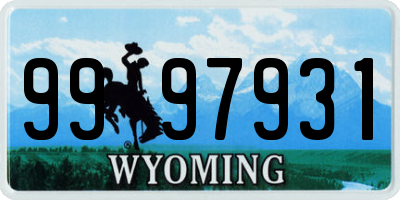 WY license plate 9997931
