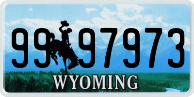 WY license plate 9997973