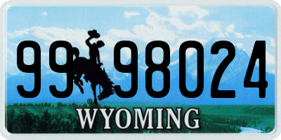 WY license plate 9998024