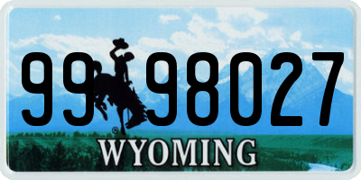 WY license plate 9998027