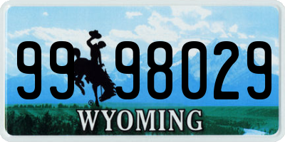 WY license plate 9998029