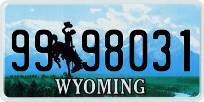 WY license plate 9998031