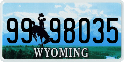 WY license plate 9998035