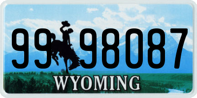 WY license plate 9998087