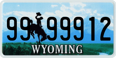 WY license plate 9999912