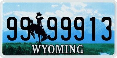WY license plate 9999913