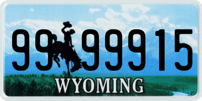 WY license plate 9999915
