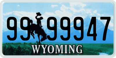 WY license plate 9999947