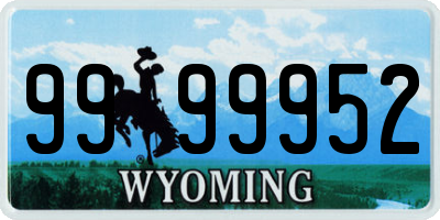WY license plate 9999952