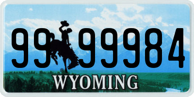 WY license plate 9999984