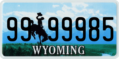 WY license plate 9999985
