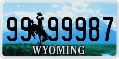 WY license plate 9999987