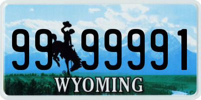 WY license plate 9999991