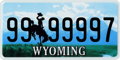WY license plate 9999997