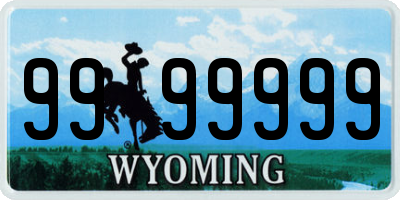 WY license plate 9999999