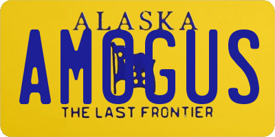 AK license plate AMOGUS