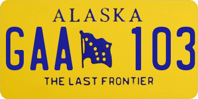 AK license plate GAA103