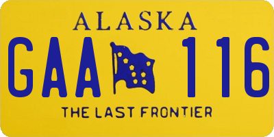 AK license plate GAA116