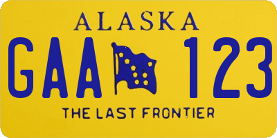 AK license plate GAA123