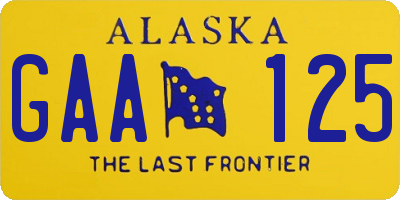 AK license plate GAA125