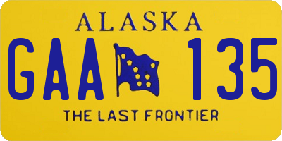 AK license plate GAA135