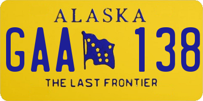 AK license plate GAA138