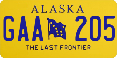 AK license plate GAA205