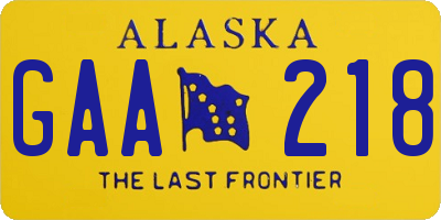 AK license plate GAA218