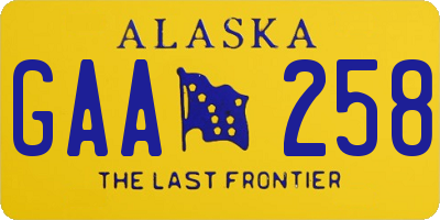 AK license plate GAA258