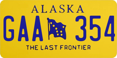 AK license plate GAA354