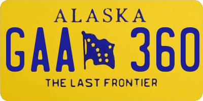 AK license plate GAA360