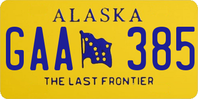 AK license plate GAA385