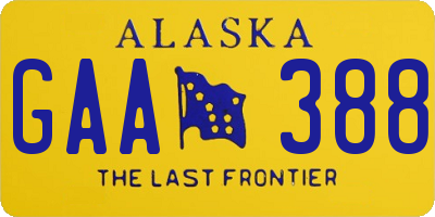 AK license plate GAA388