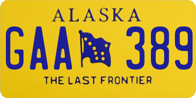 AK license plate GAA389