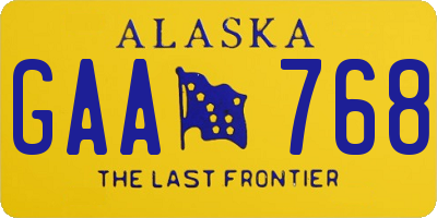 AK license plate GAA768