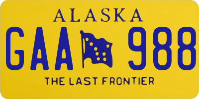 AK license plate GAA988