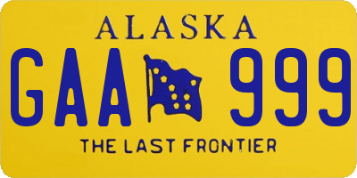 AK license plate GAA999