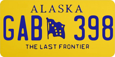 AK license plate GAB398